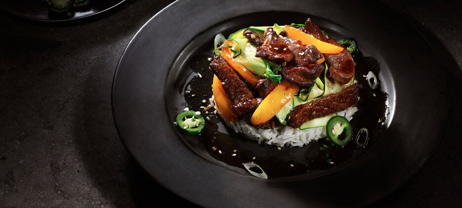 Biefstukreepjes in sojasaus