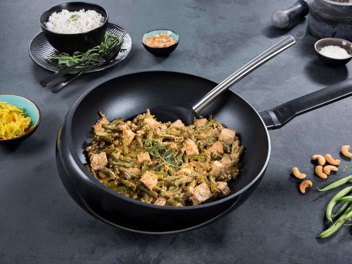 Curry tofu, kokos en sperziebonen
