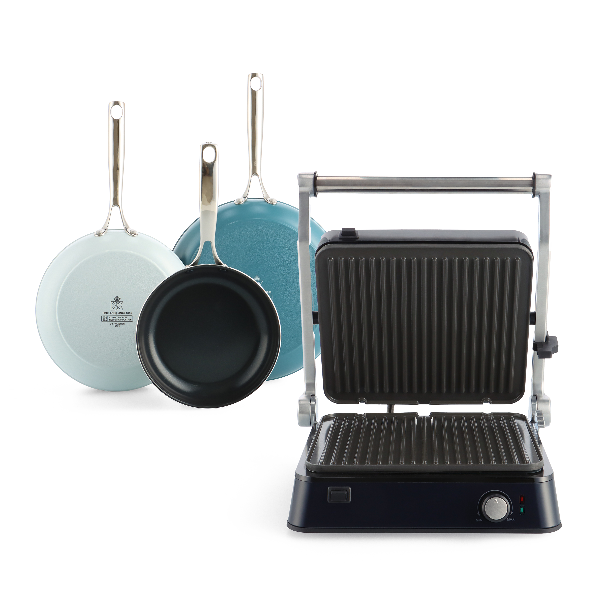 Combi Deal: Sky 3-delige Pannenset + Connect Contactgrill