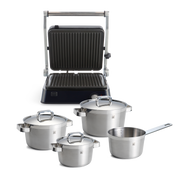 Combi Deal: Connect Contactgrill + Conical Profi 4-delige Pannenset