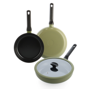 Enjoy 3-delig pannenset Olive Green met hapjespan