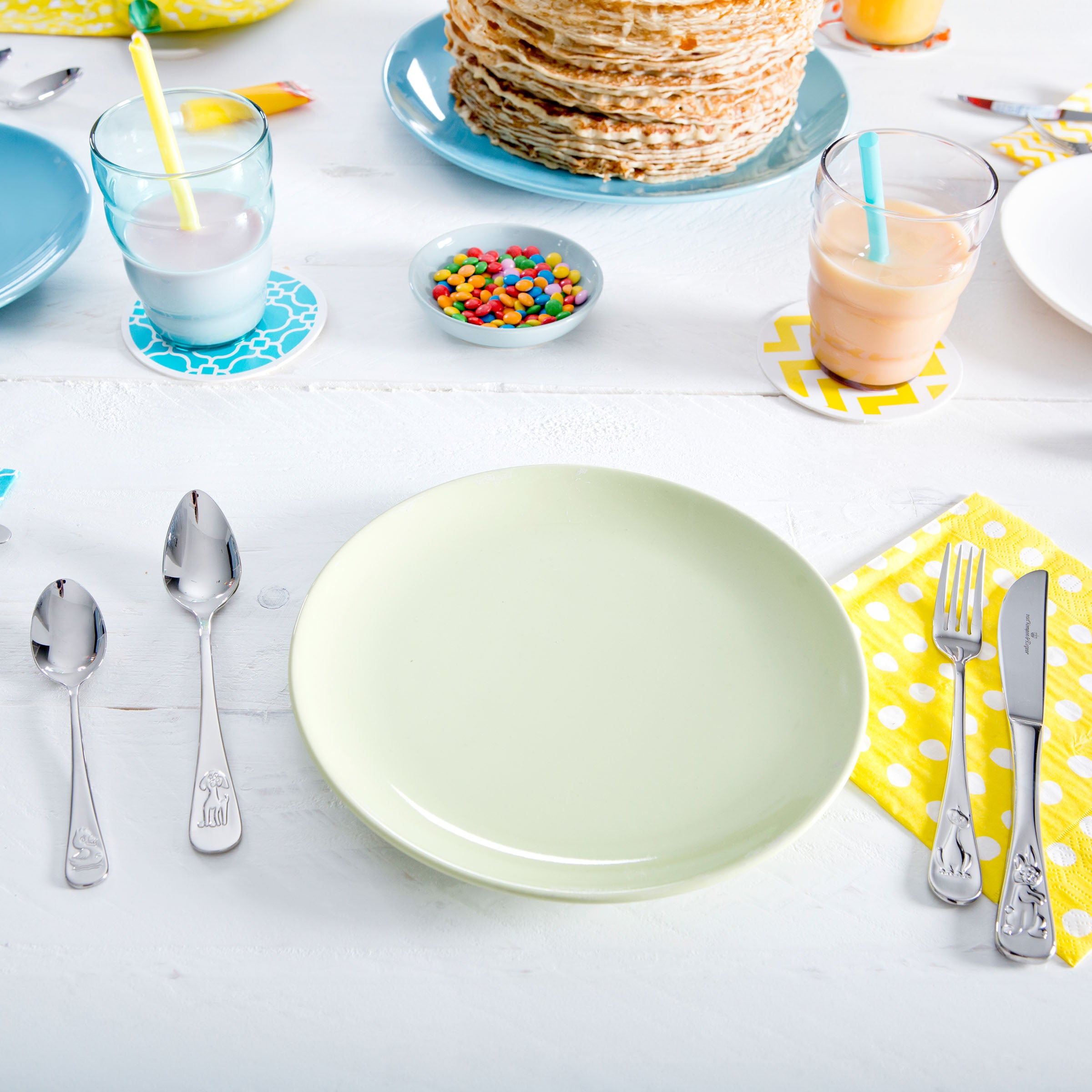 Kinderbestek met 4 diertjes