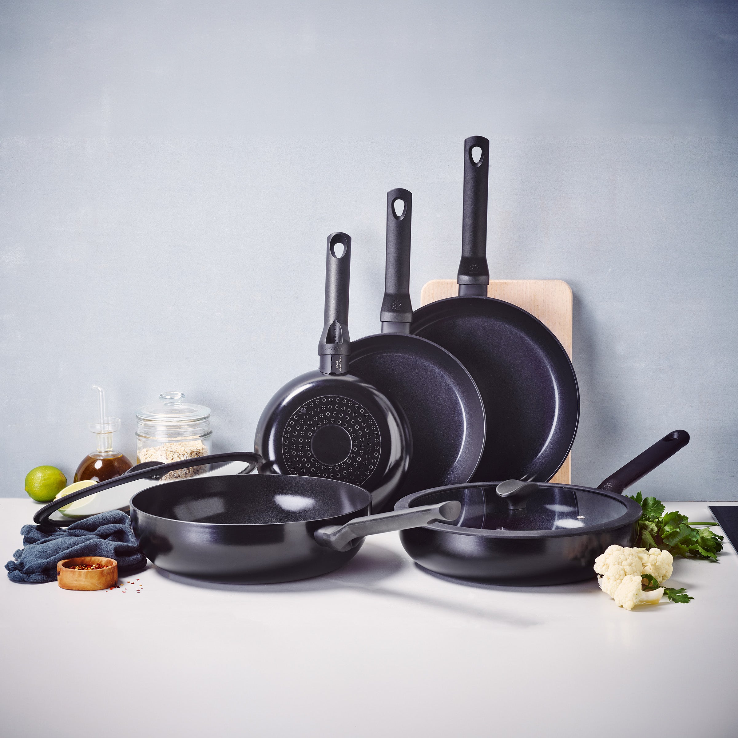 Enjoy 3-delig pannenset Black met wok