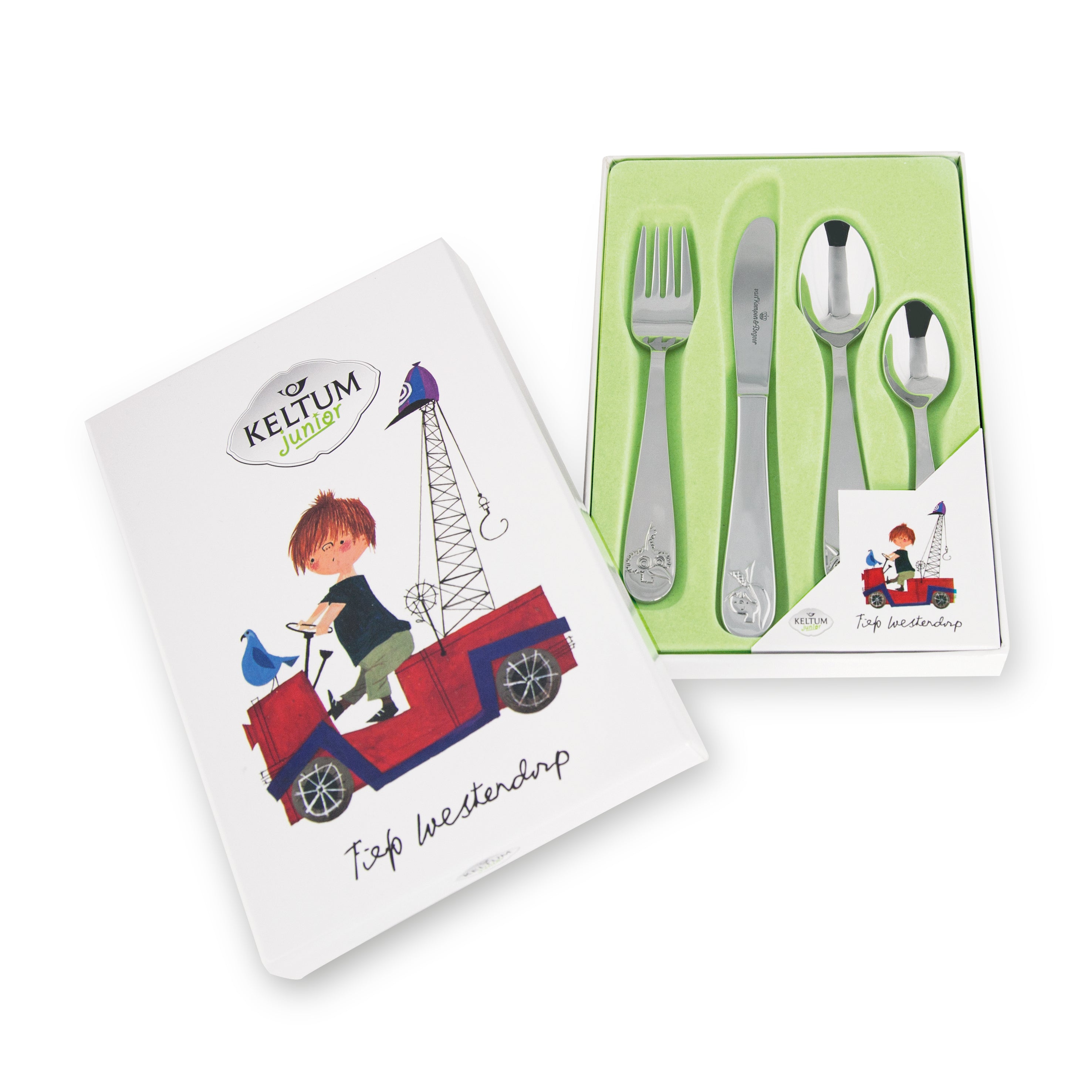 Kinderbestek Junior Fiep Brandweerwagen set 4-delig