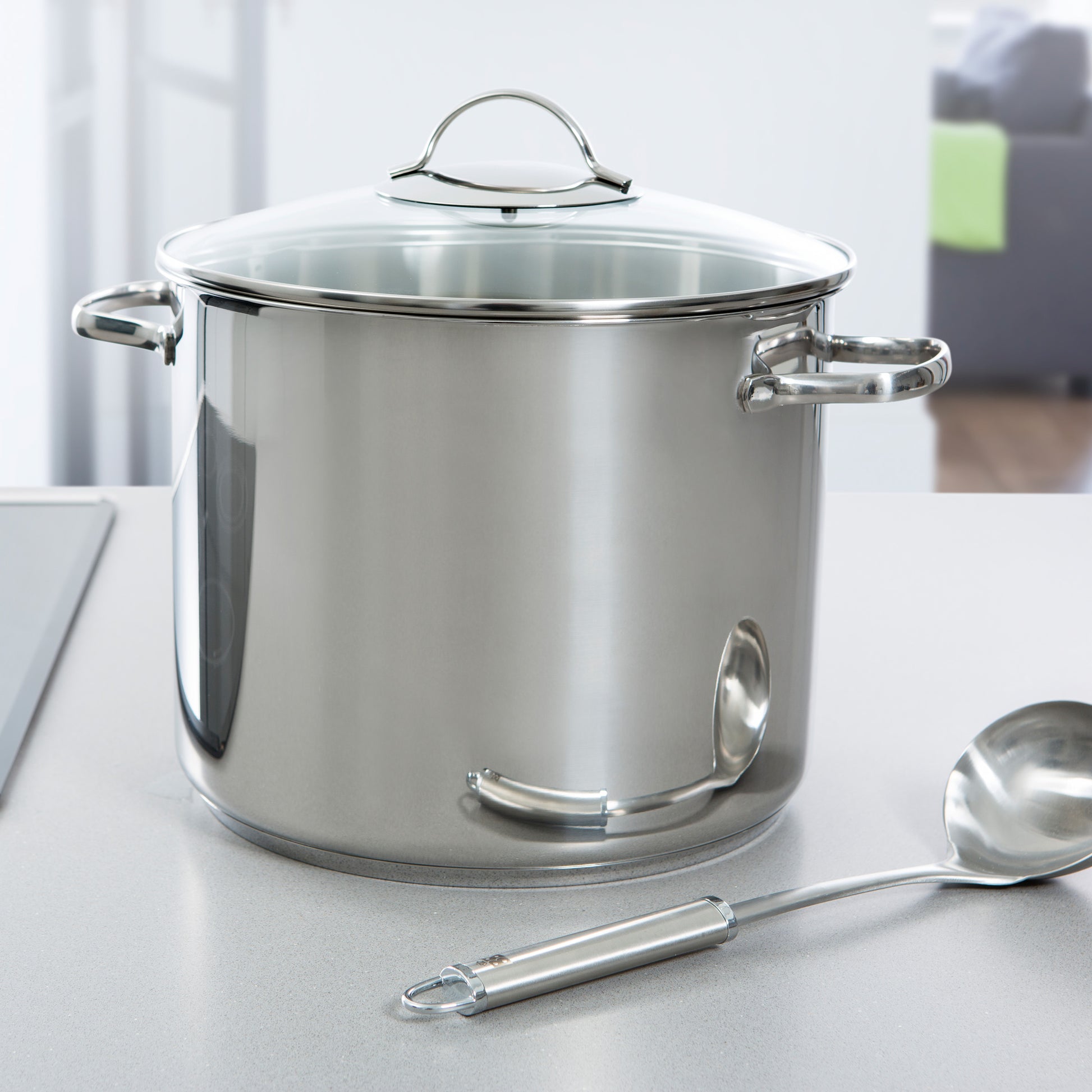 Soeppan 26 cm 11 liter zilver met pollepel