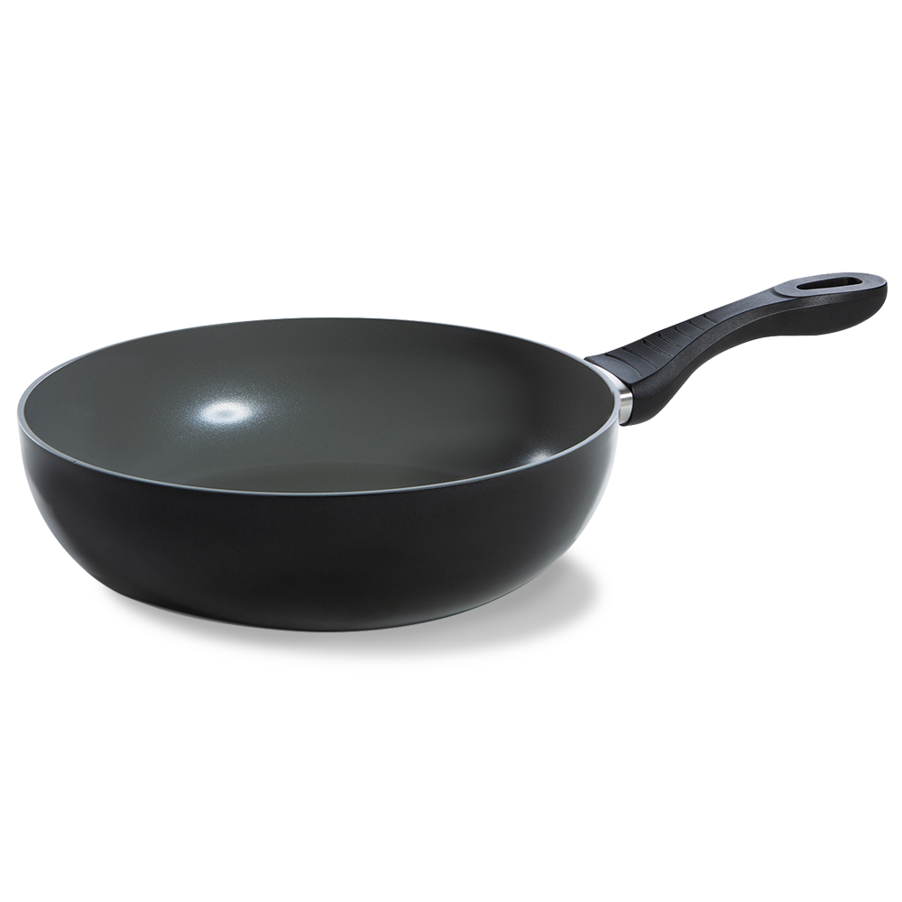 Easy Basic Ceramic wok 28 cm zwart vooraanzicht