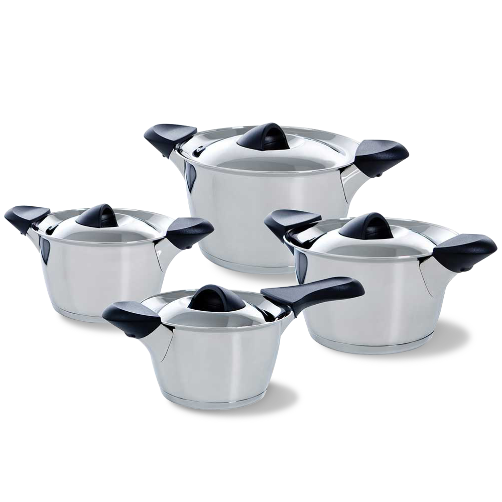 Q-linair Classic pannenset 4-delig zilver vooraanzicht