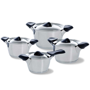 Q-linair Classic pannenset 4-delig zilver vooraanzicht