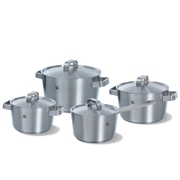 Conical+ pannenset 4-delig zilver vooraanzicht