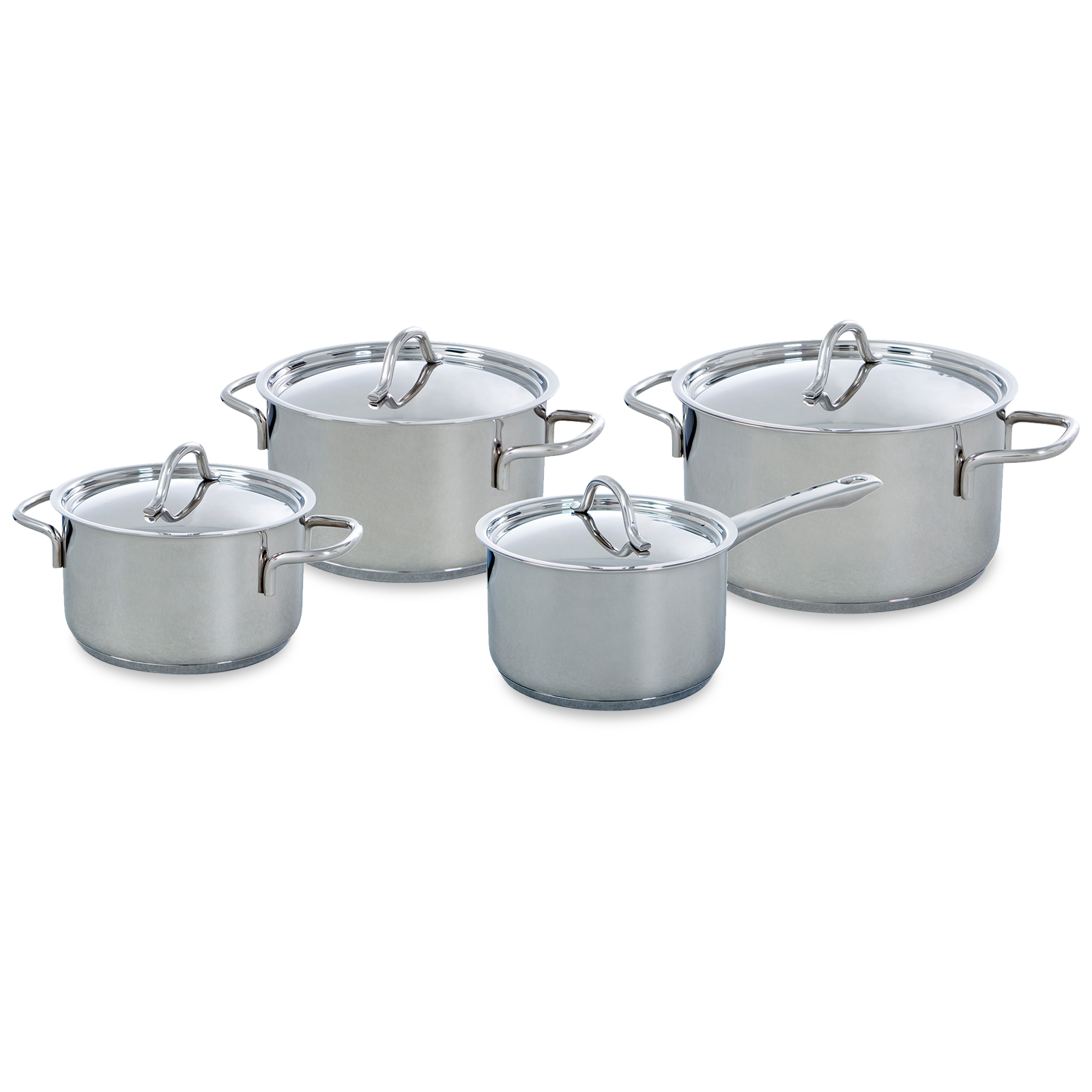 Profiline pannenset 4-delig zilver vooraanzicht