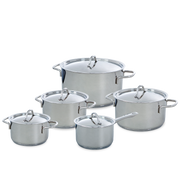 Profiline pannenset 5-delig zilver vooraanzicht