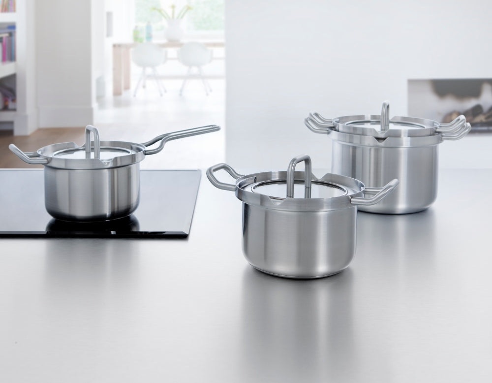 Q-linair Master Glas pannenset 4-delig zilver in de keuken