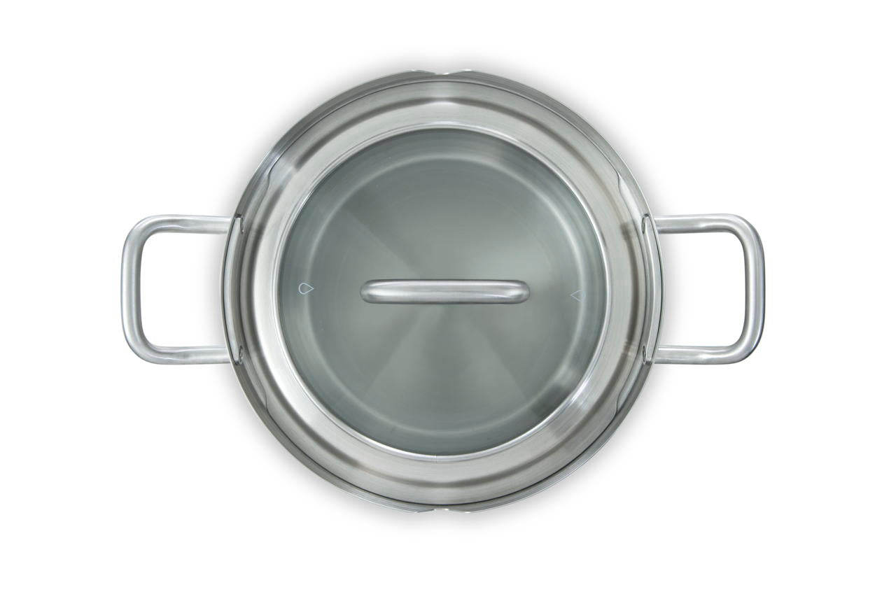 Q-linair Master Glas pannenset 5-delig zilver bovenaanzicht