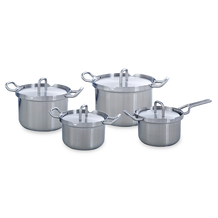 Q-Linair Master pannenset 4-delig zilver vooraanzicht