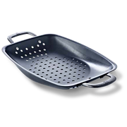 Black Steel BBQ grillschaal 38x27 cm zwart zijaanzicht