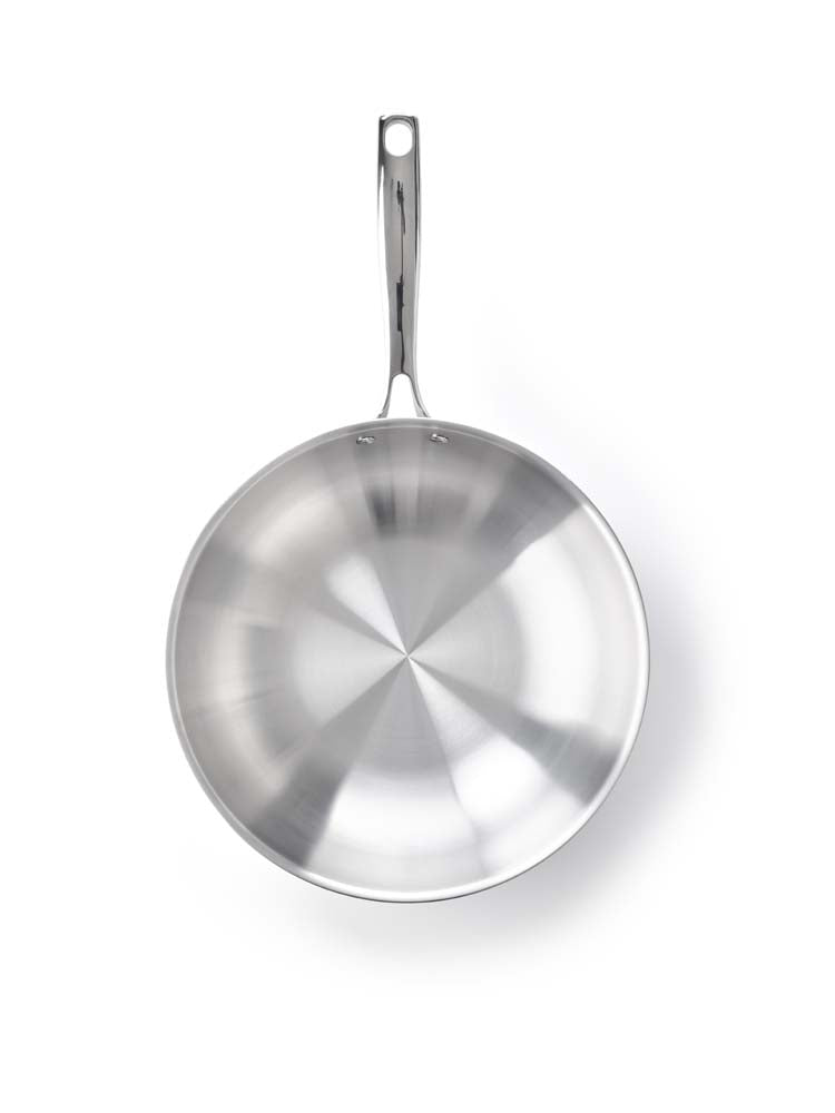 Superior Tri-Ply wok 30 cm zilver bovenaanzicht