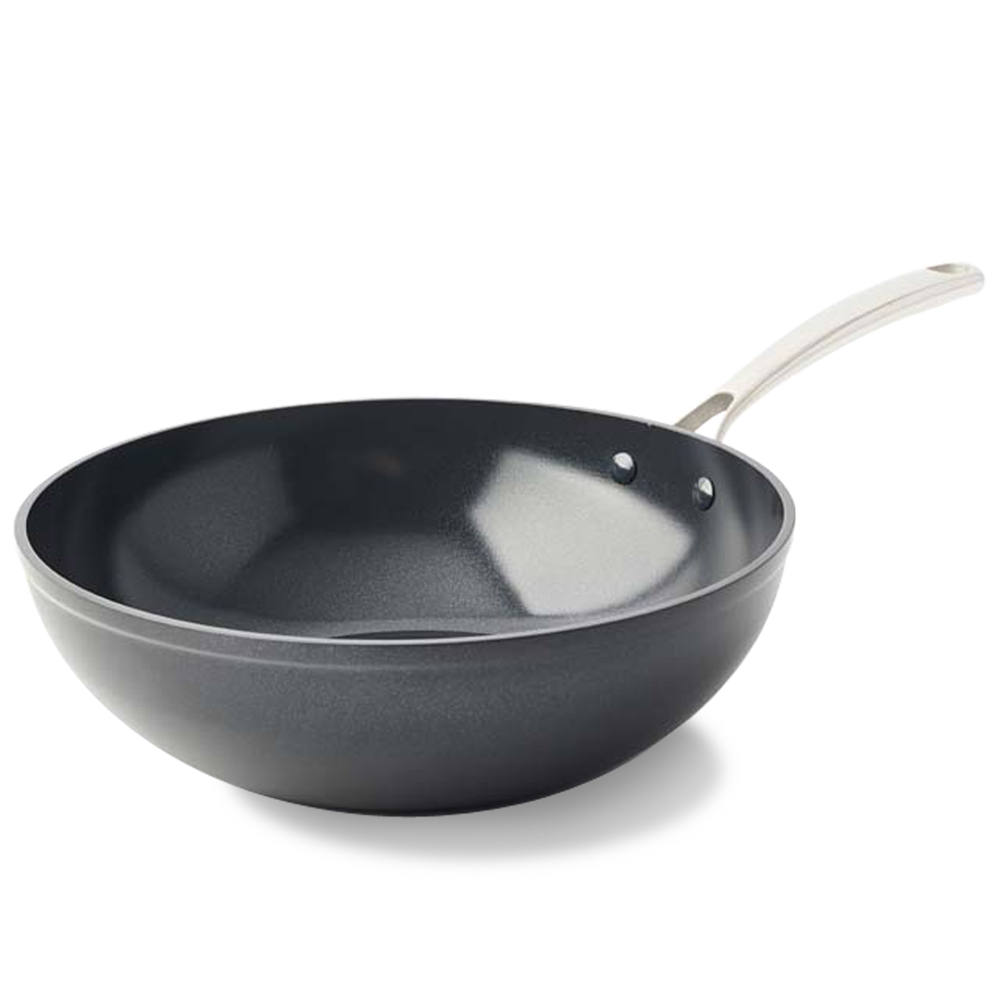 Superior Ceramic wok 30 cm zwart vooraanzicht