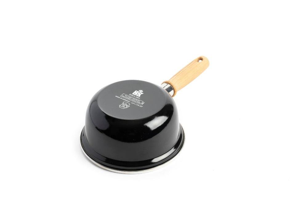 Indigo steelpan met deksel 16 cm zwart onderzijde