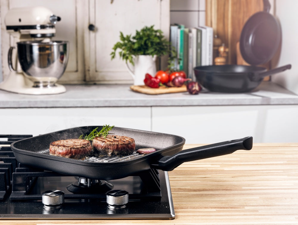 Easy Induction grillpan 26x26 cm met hamburger