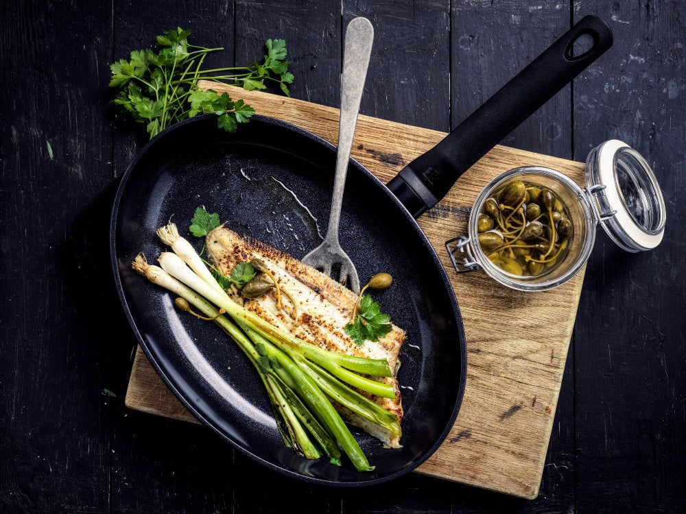 Easy Induction vispan 32 cm zwart met vis