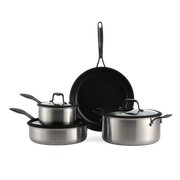 Ceramic Black 4(7)-delige pannenset zwart frontaal perspectief