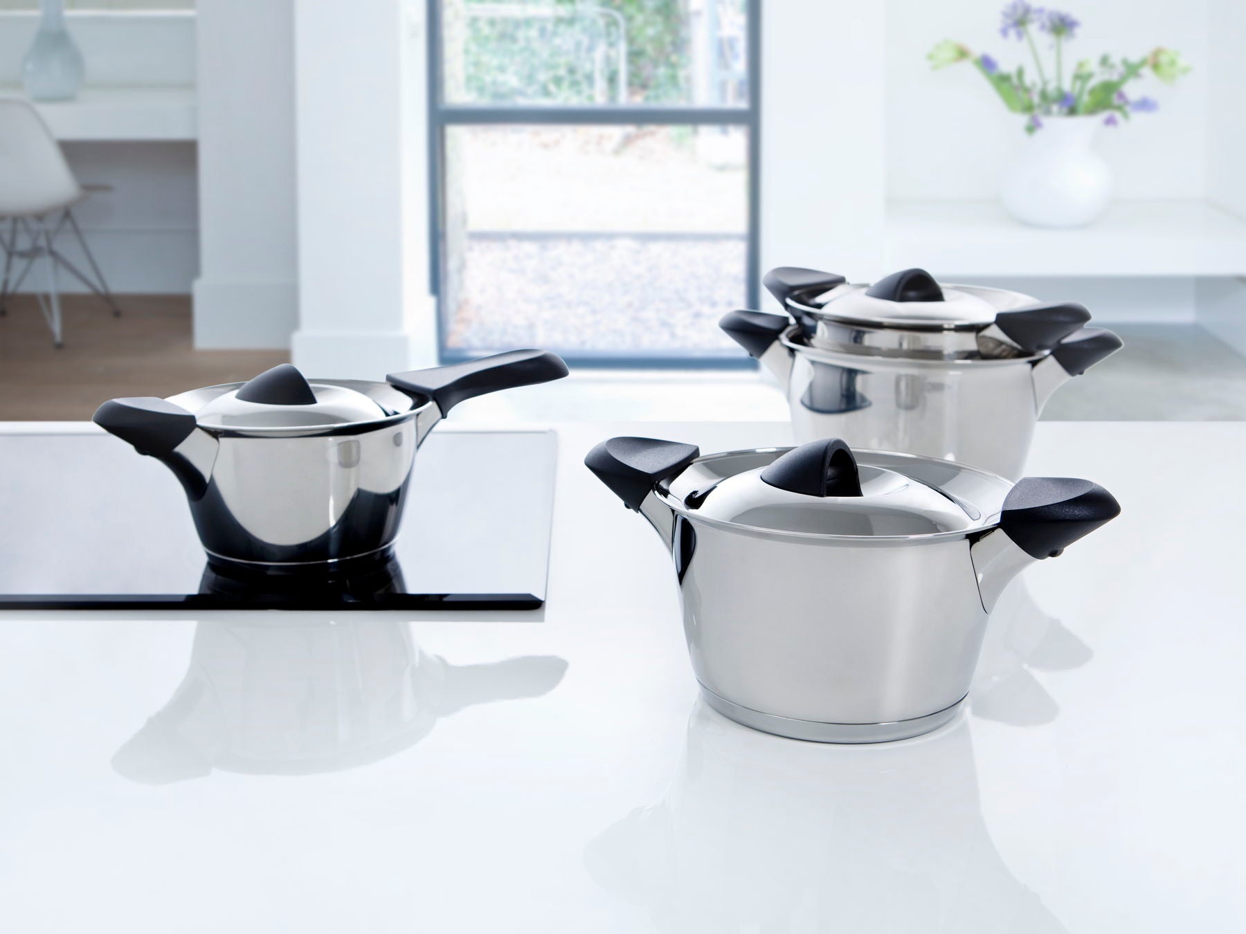 Q-linair Classic pannenset 4-delig zilver collectie