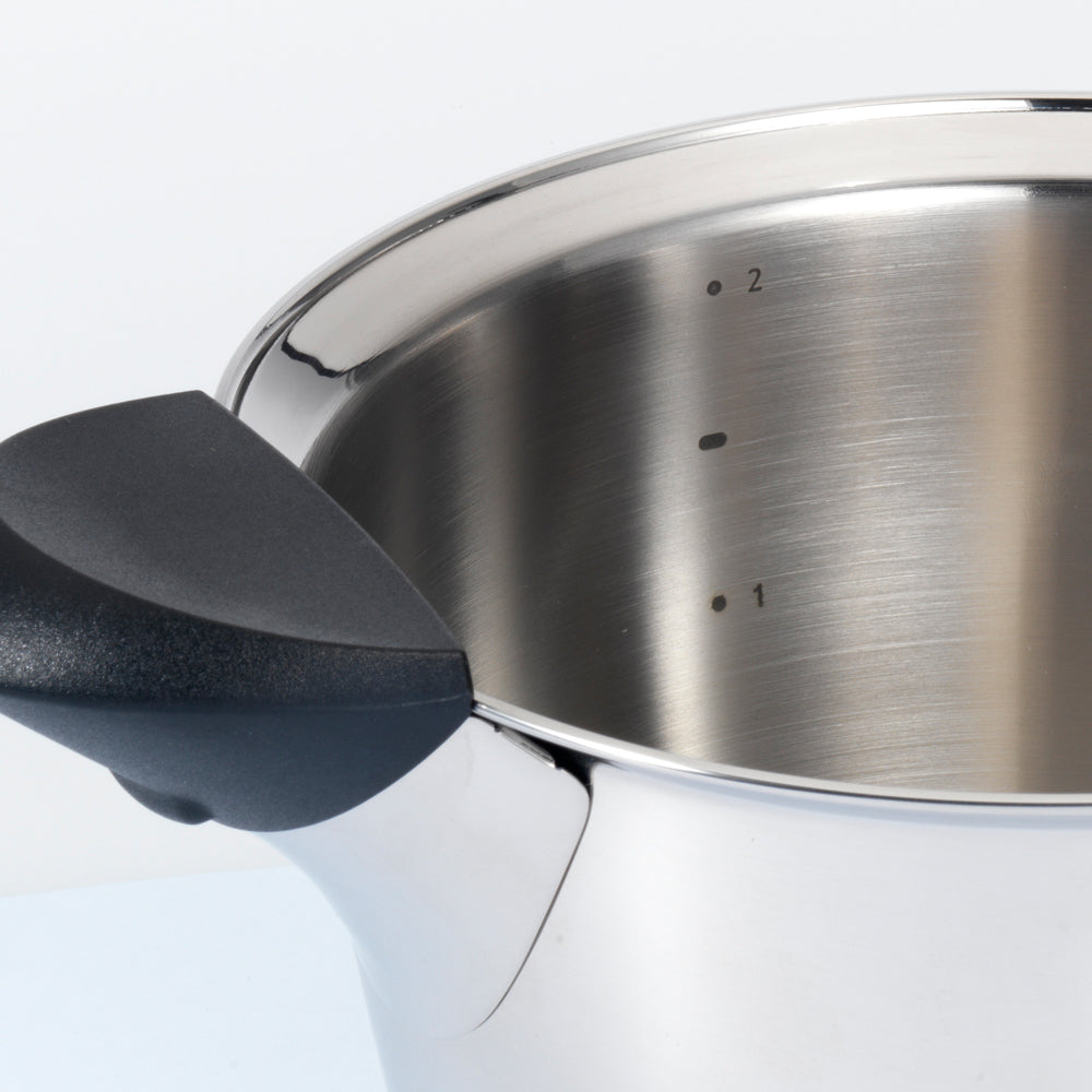 Q-linair Classic steelpan 16 cm met deksel zilver binnenzijde