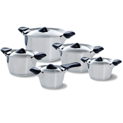 Q-linair Classic pannenset 5-delig zilver vooraanzicht