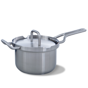 Q-linair Master steelpan 16 cm met deksel zilver zijnaanzicht