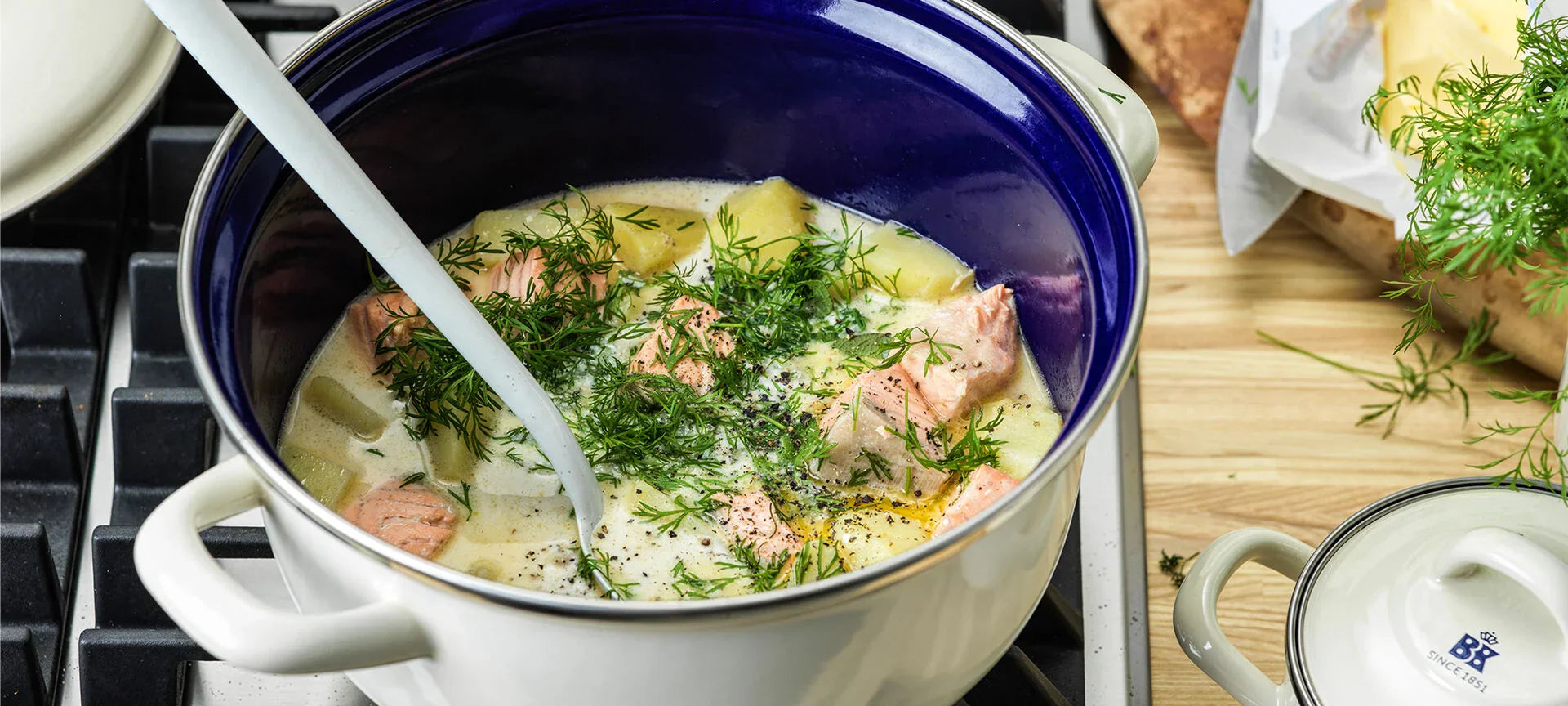 Finse zalm- en aardappelsoep (Lohikeitto)