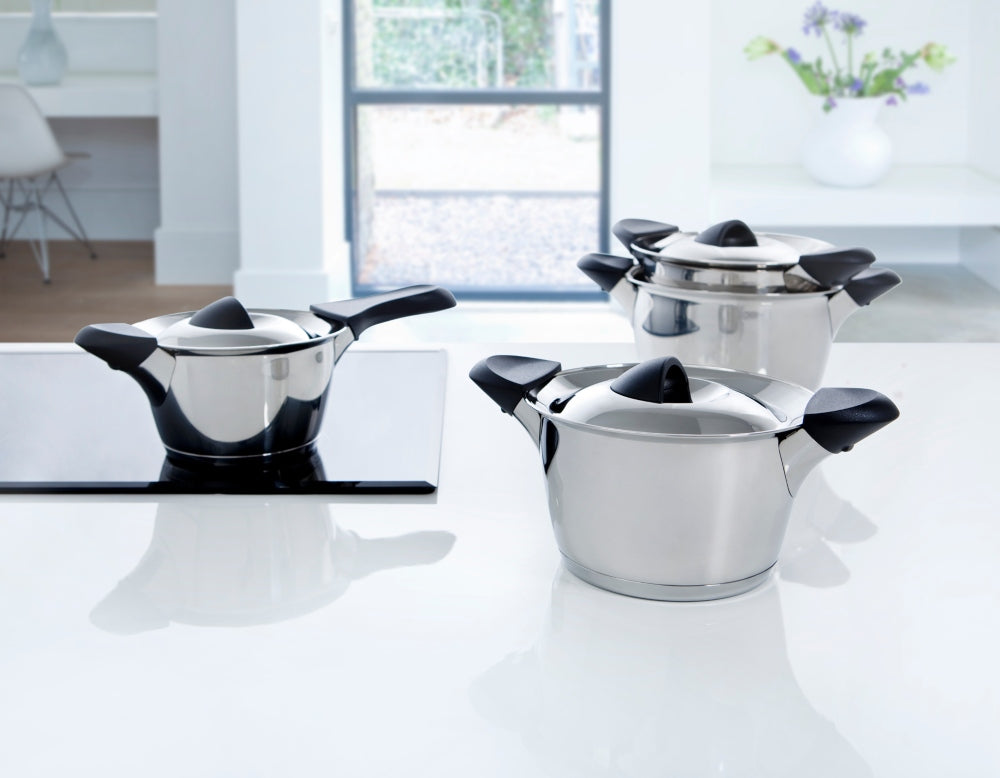 Q-linair Classic deksel kookpan 20 cm zilver volledige set