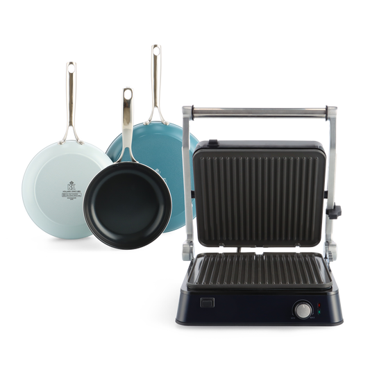 Combi Deal: Sky 3-delige Pannenset + Connect Contactgrill