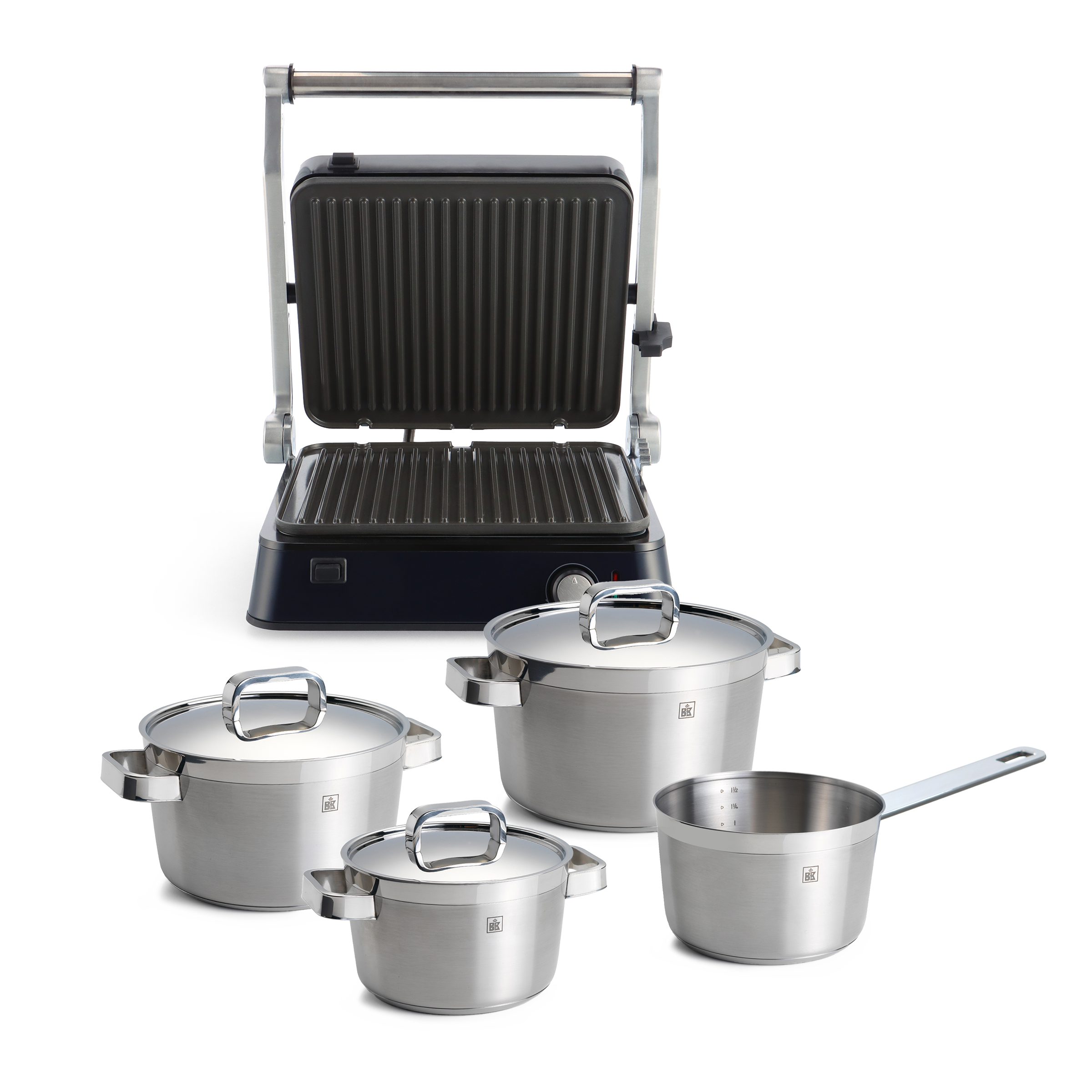 Combi Deal: Connect Contactgrill + Conical Profi 4-delige Pannenset