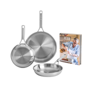 Maestro RVS koekenpanset (20cm + 24cm + 28cm) met Gratis kookboek