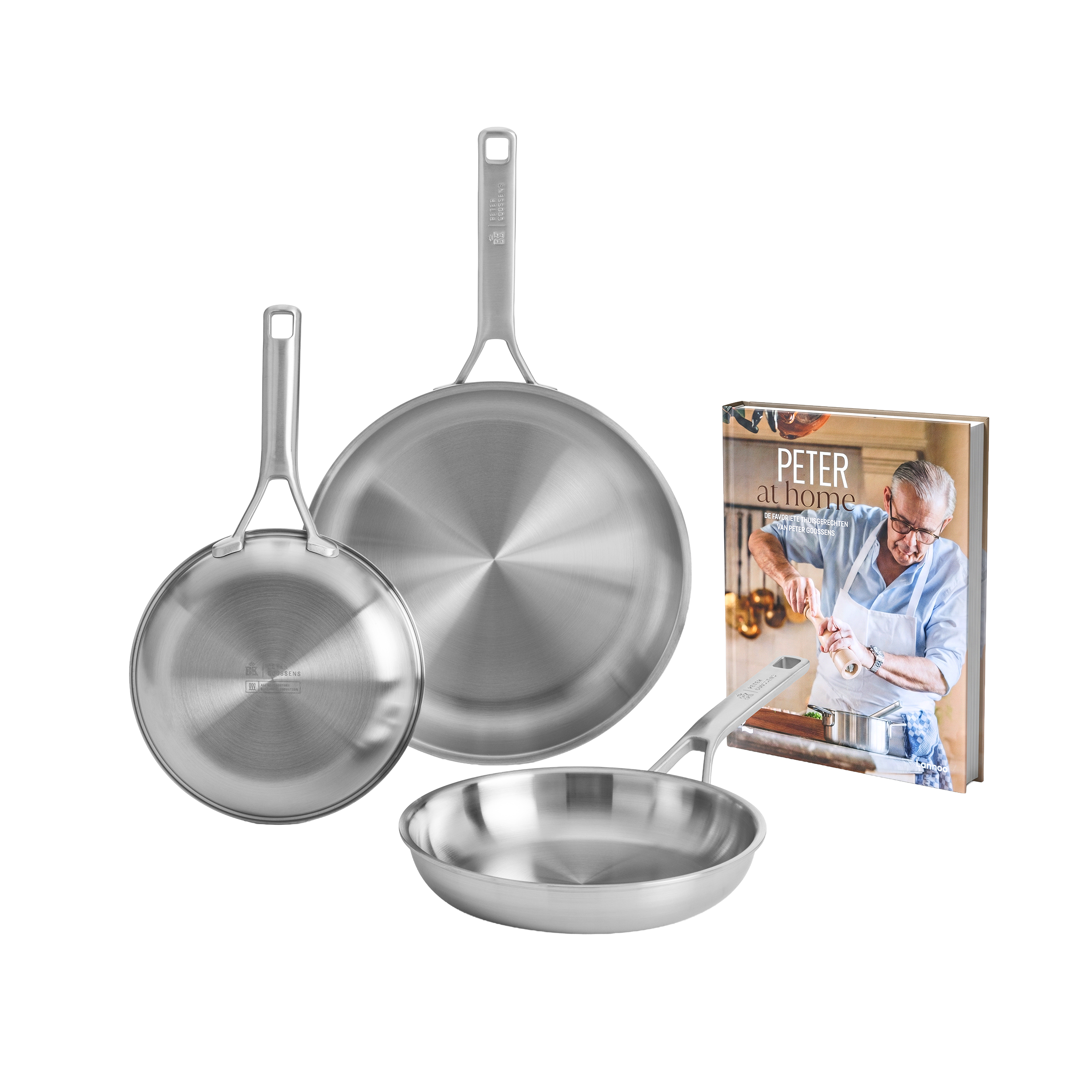 Maestro RVS koekenpanset (20cm + 24cm + 28cm) met Gratis kookboek
