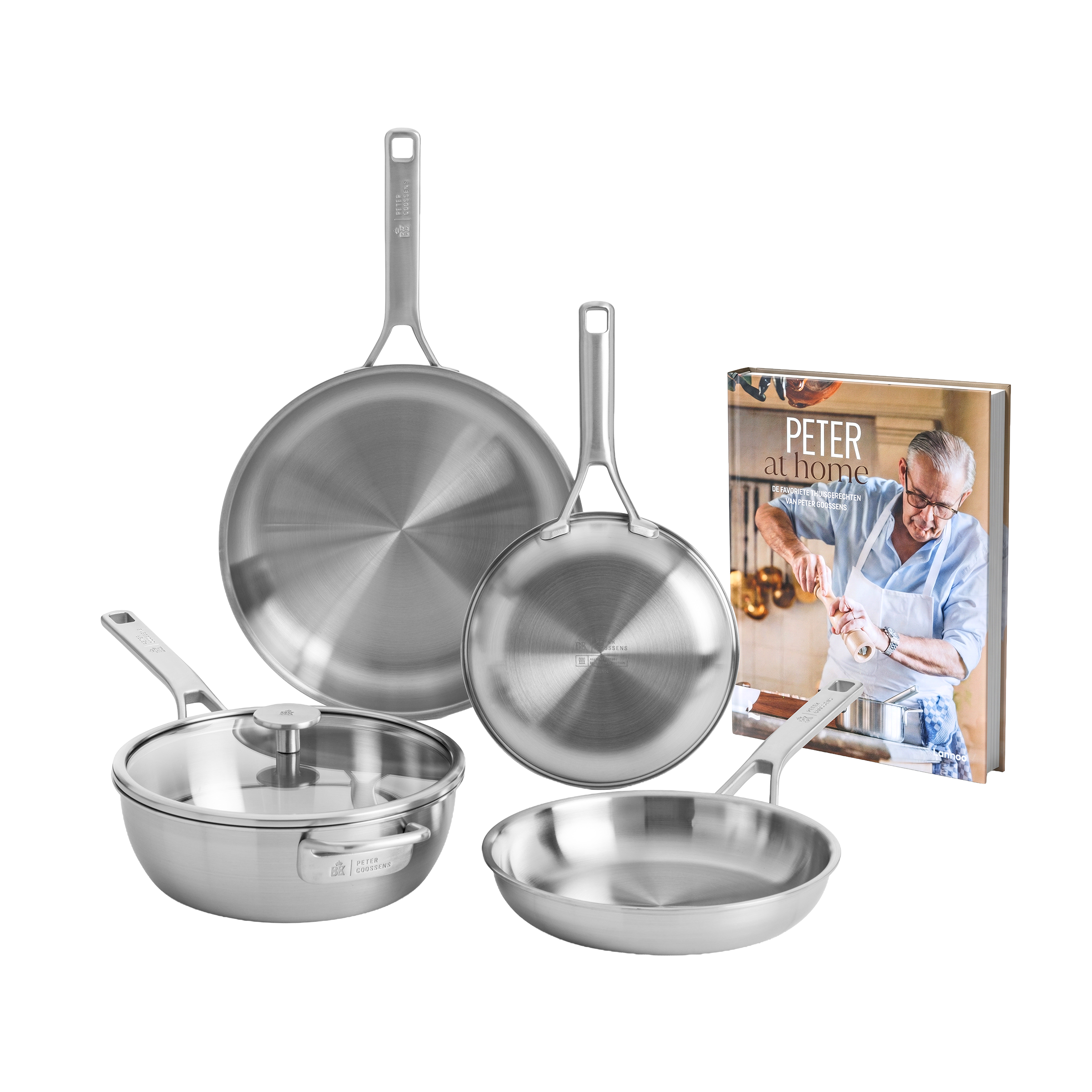 Maestro RVS koekenpanset (20cm + 24cm + 28cm) + Sauteuse met Gratis kookboek