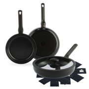 Enjoy 3-delig pannenset Black met hapjespan + Panbeschermers