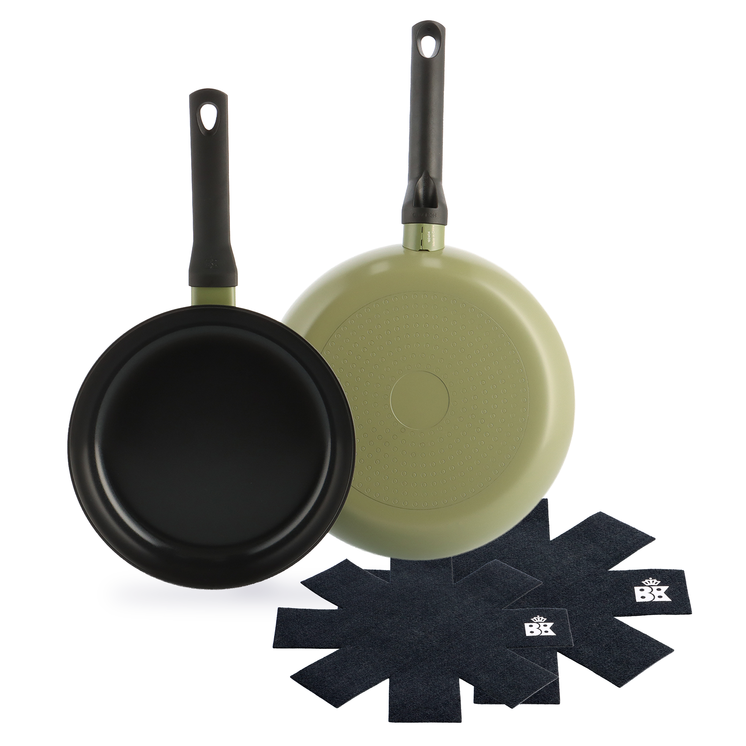 Enjoy koekenpannenset Olive Green 2-delig + Panbeschermers