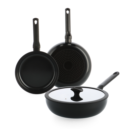 Enjoy 3-delig pannenset Zwart met wok