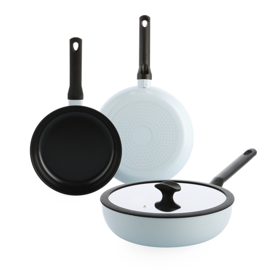 Enjoy 3-delig pannenset Lichtblauw met wok