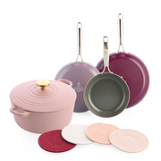 Sky Violet + Bourgogne Pink + onderzetters Pink Ribbon