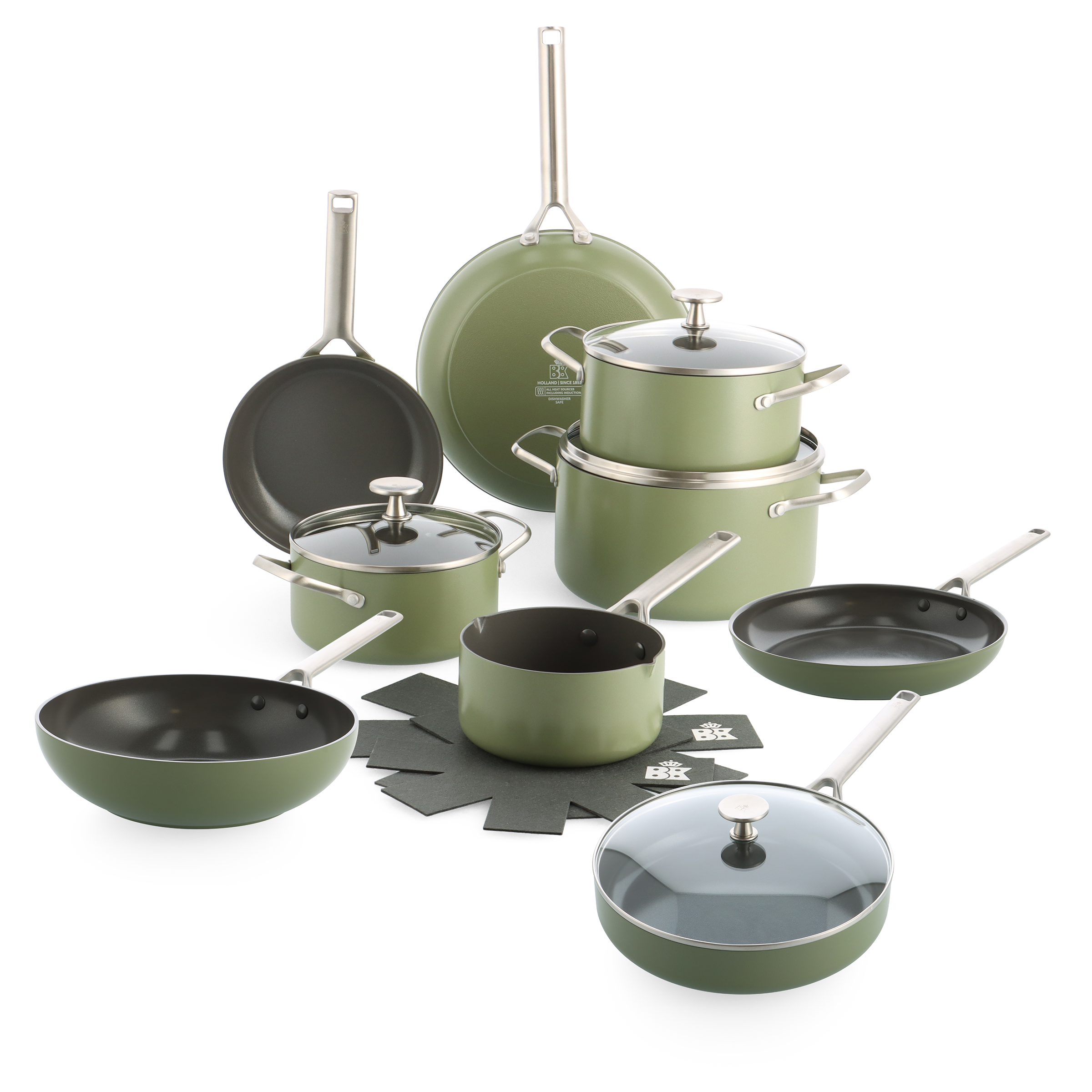 Sublime 11-delige pannenset Olive Green
