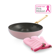 Sublime Blush Pink Wok 28cm en ovenwanten