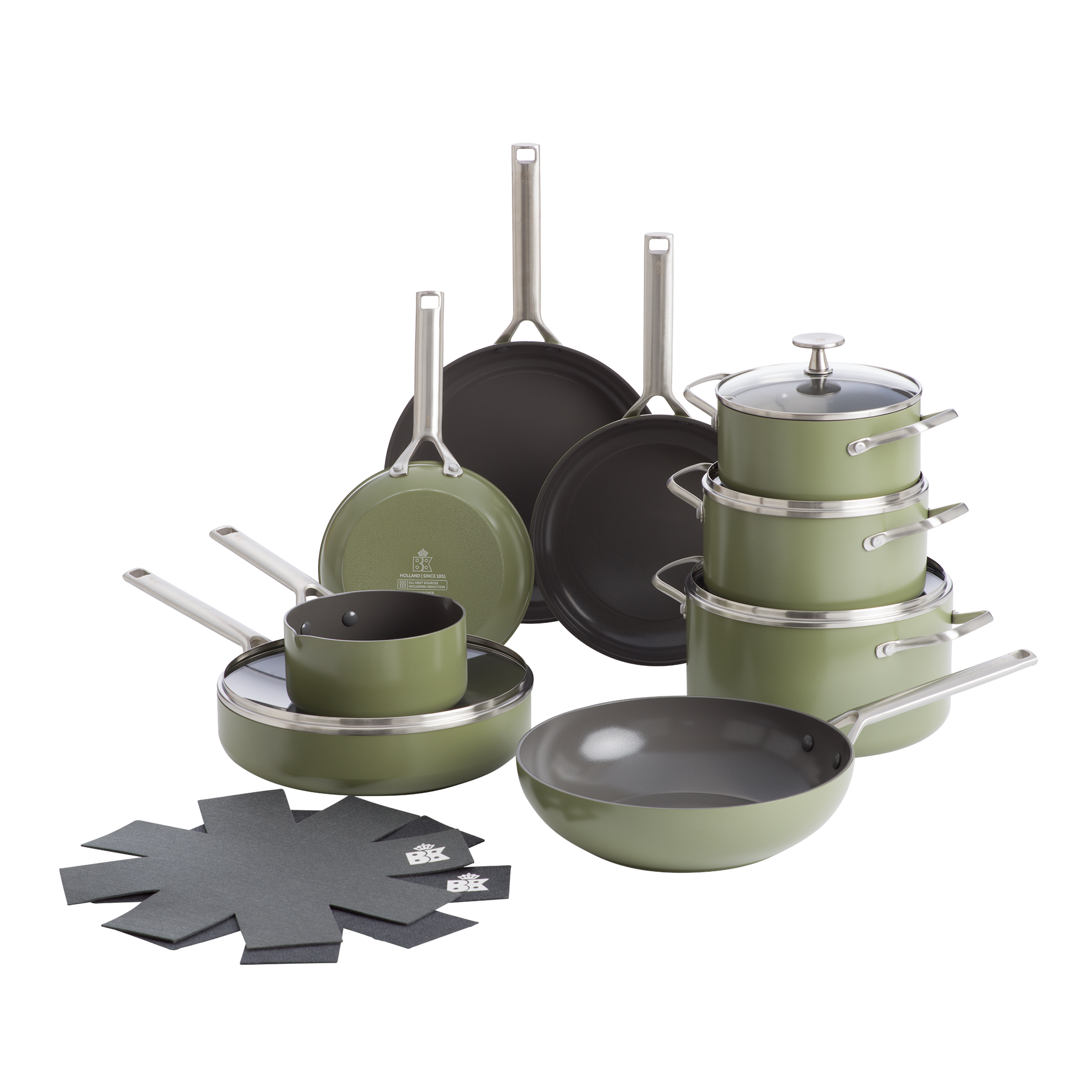 Sublime 11-delige pannenset Olive Green