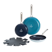 Sky blue 3-delige pannenset + Panbeschermers