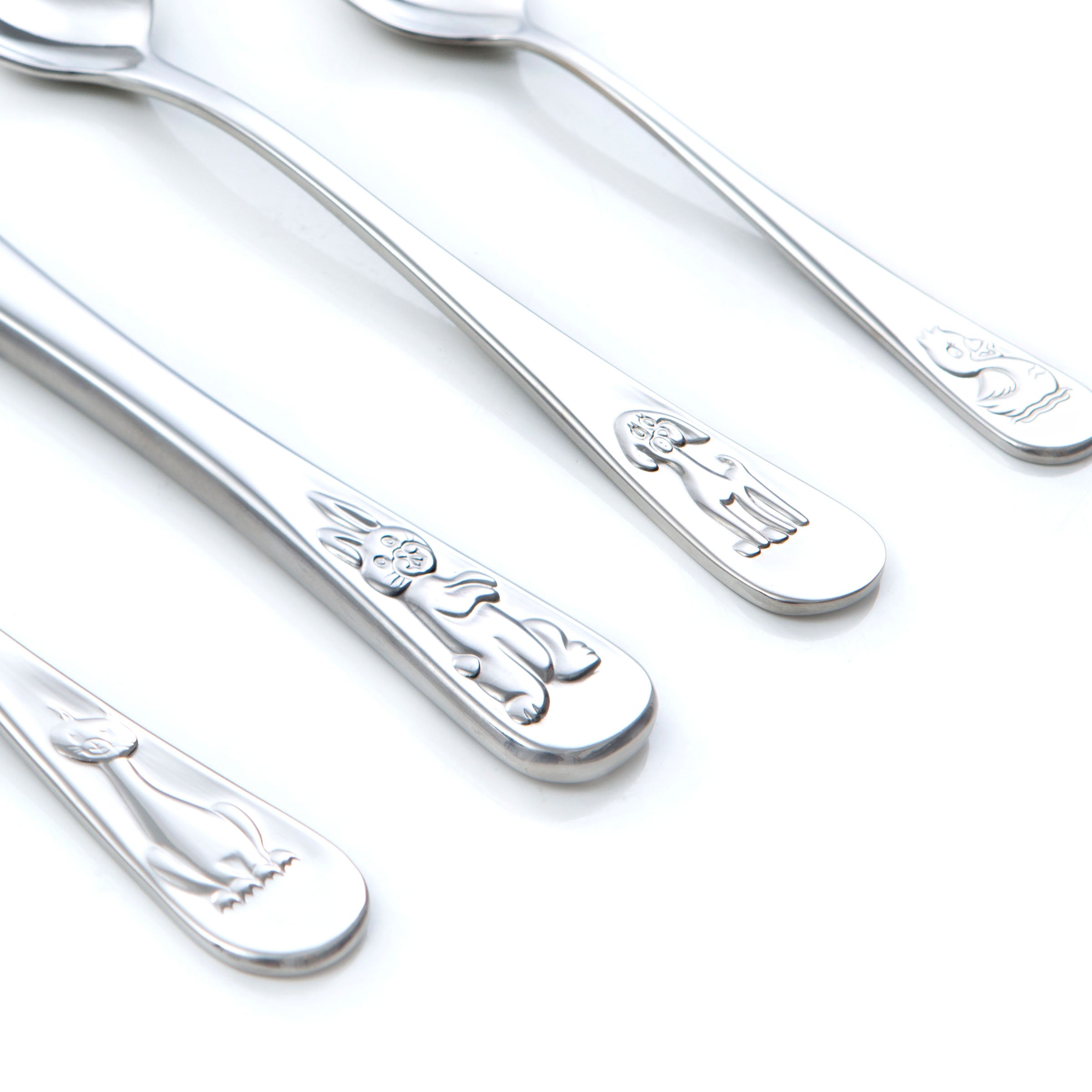 Kinderbestek met 4 diertjes