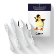 Kinderbestek met 4 diertjes