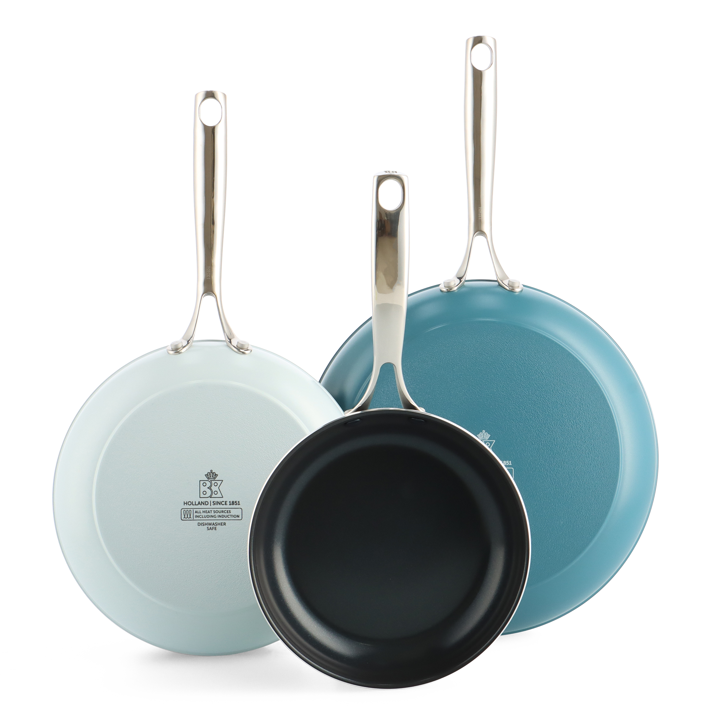Sky blue 3-delige pannenset + Braadpan Blue + Panbeschermers