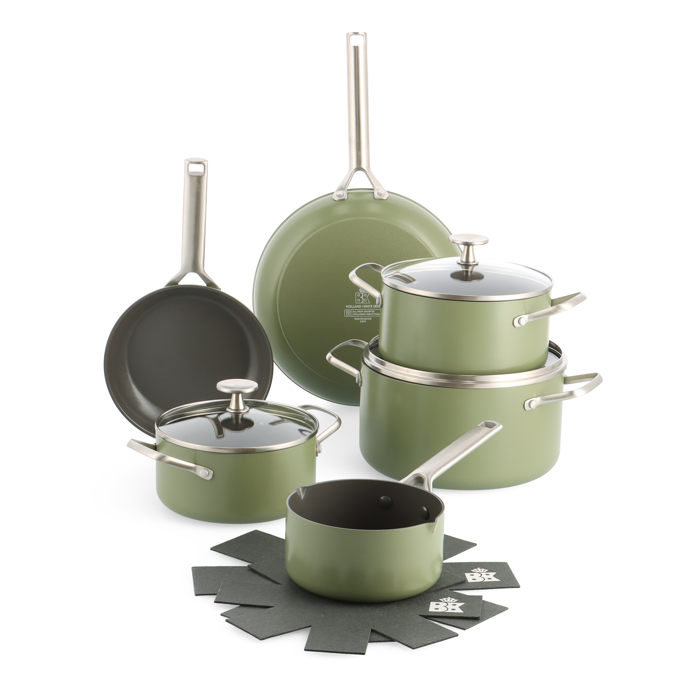 Sublime 11-delige pannenset Olive Green