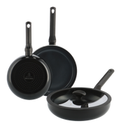 Enjoy 3-delig pannenset Black met hapjespan